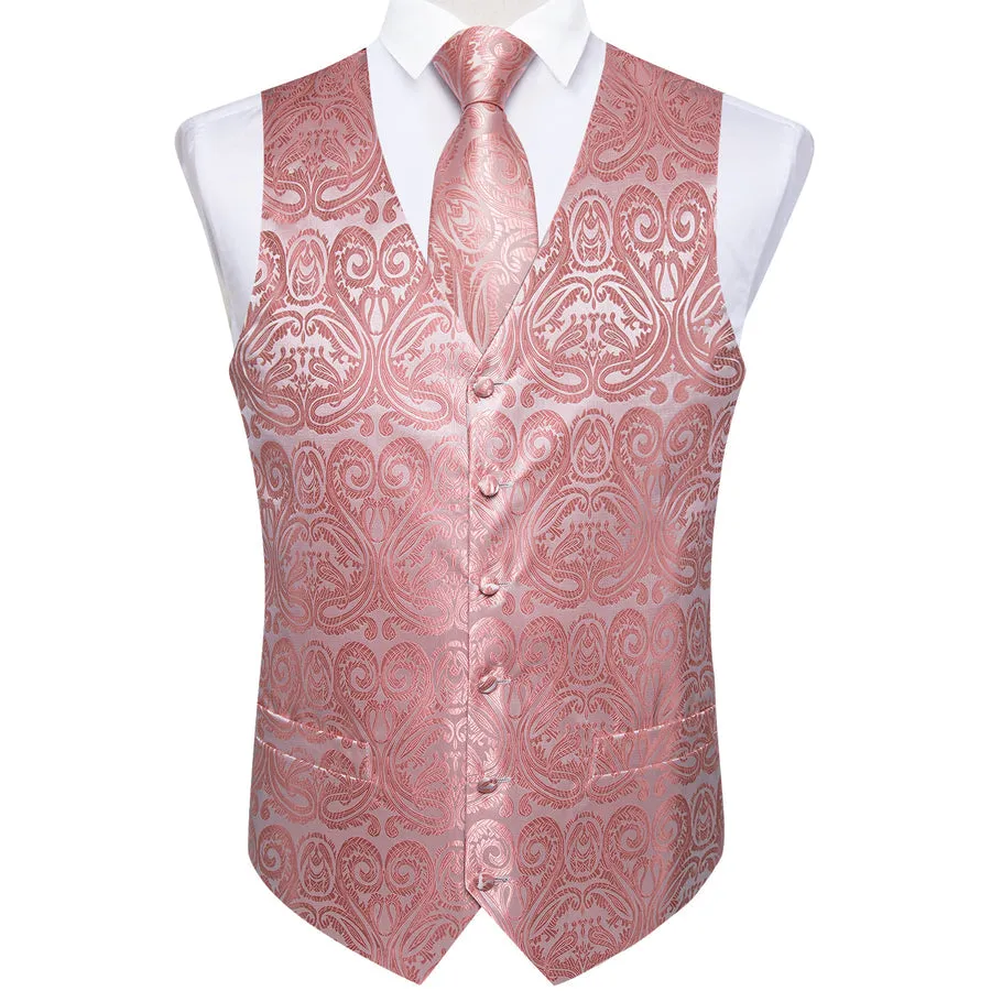 Blush Pink Paisley Silk Vest Set