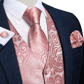 Blush Pink Paisley Silk Vest Set