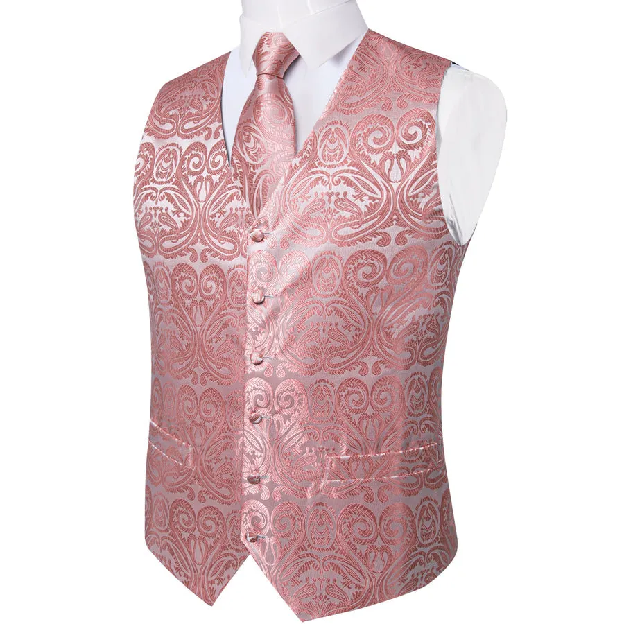 Blush Pink Paisley Silk Vest Set