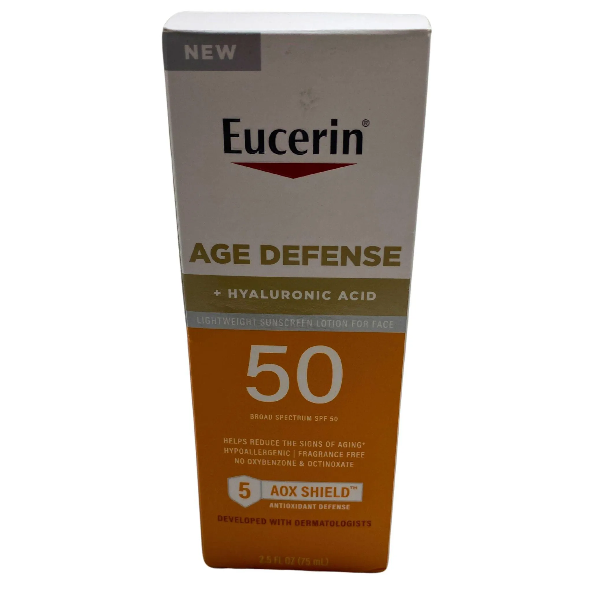 Eucerin Age Defense   Hyaluronic Acid Lightweight Sunscreen Lotion for Face 50 Broad Spectrum SPF 50 2.5OZ (50 Pcs Lot)