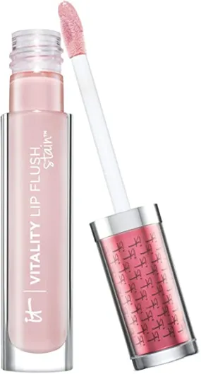 IT Cosmetics Vitality Lip Flush Stain, Je Ne Sais Quoi - Lightweight, Ultra-Hydrating Gloss   Color - Anti-Aging Collagen, Peptides, Shea Butter, Jojoba & Avocado Oil - 0.11 oz