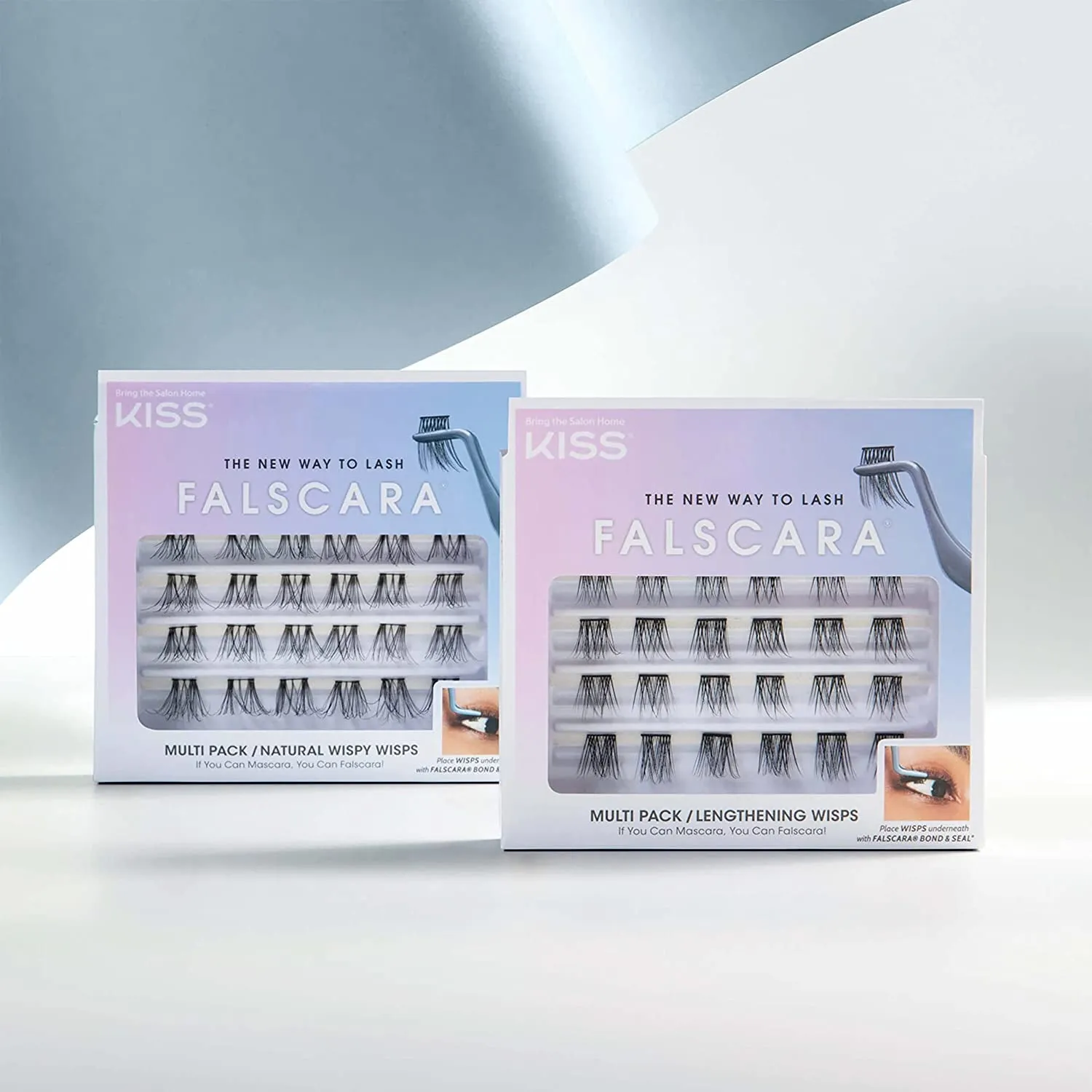 KISS Falscara DIY Eyelash Extension Lengthening Wisps - Featherlight Synthetic Reusable Artificial Eyelashes Multipack of 24 Mini Lash Clusters for That Authentic Eyelash Extension Look