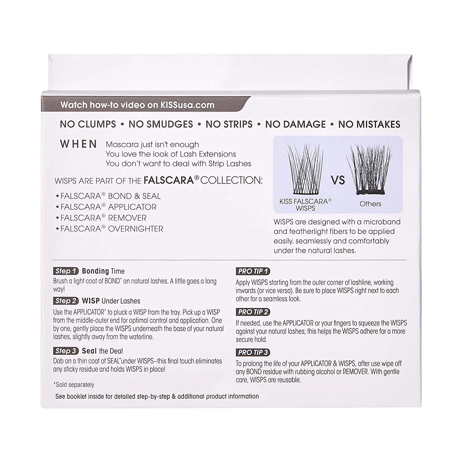 KISS Falscara DIY Eyelash Extension Lengthening Wisps - Featherlight Synthetic Reusable Artificial Eyelashes Multipack of 24 Mini Lash Clusters for That Authentic Eyelash Extension Look