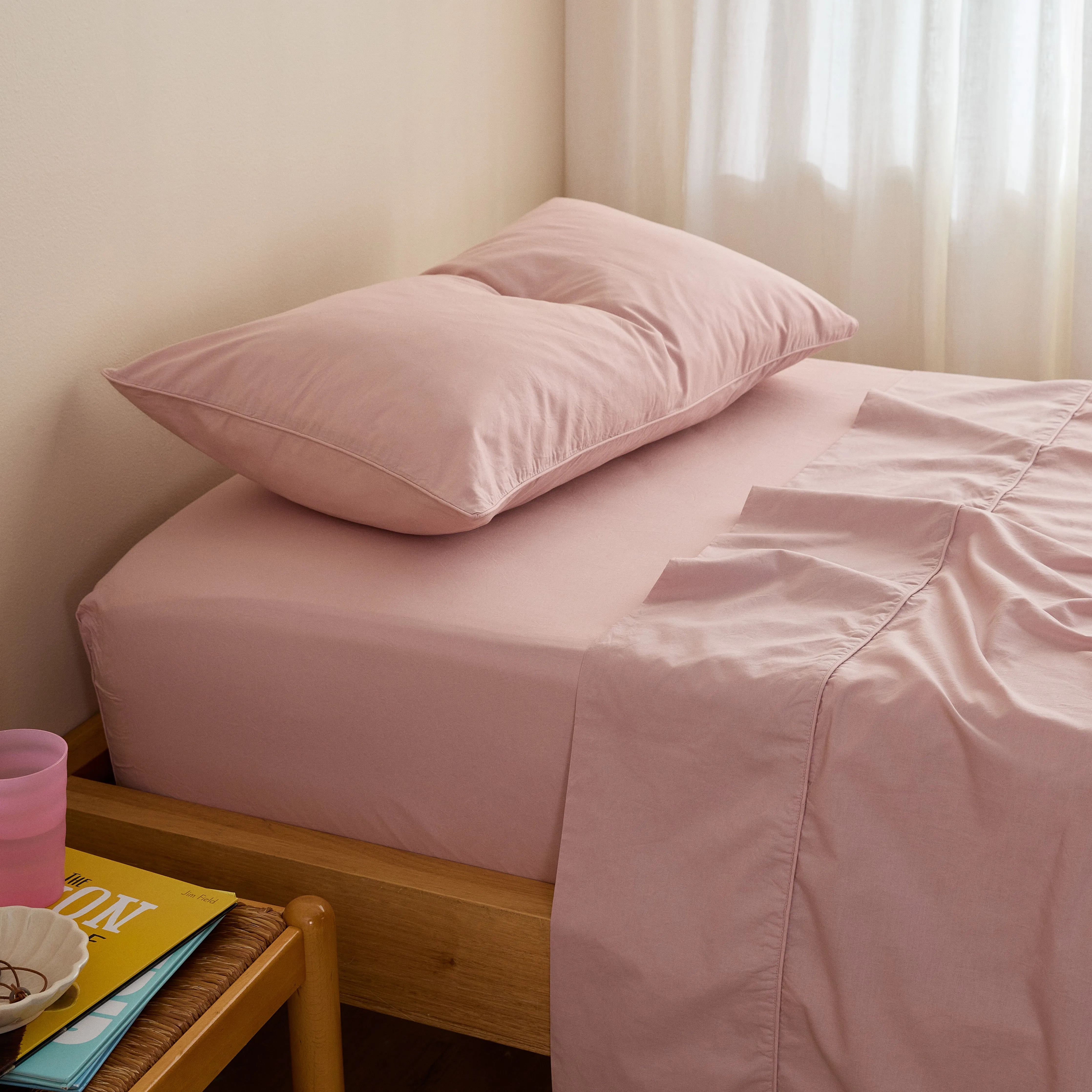 Leo Washed Cotton - Blush Kids Fitted Sheet