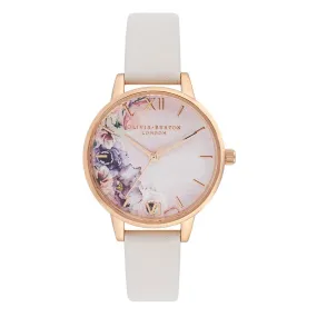 Olivia Burton Watercolour Florals Blush Leather Ladies Watch - OB16PP54