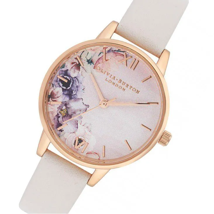 Olivia Burton Watercolour Florals Blush Leather Ladies Watch - OB16PP54