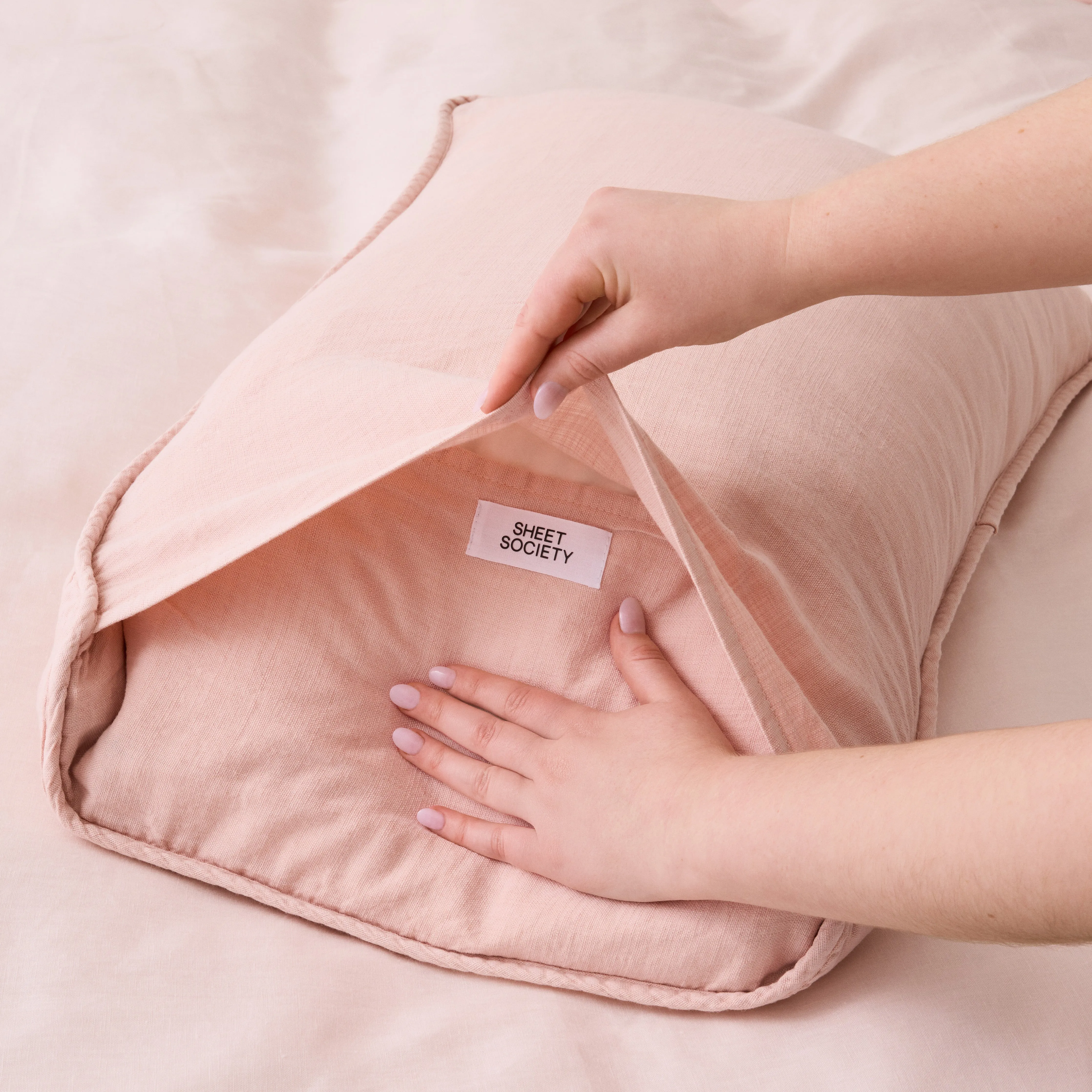 Rory Washed Cotton - Blush Pillowcases