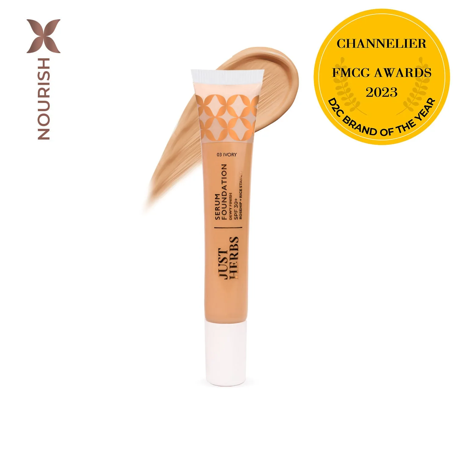 Serum Foundation Dewy Finish SPF30  Tube with Rosehip & Rice Starch :20 ml
