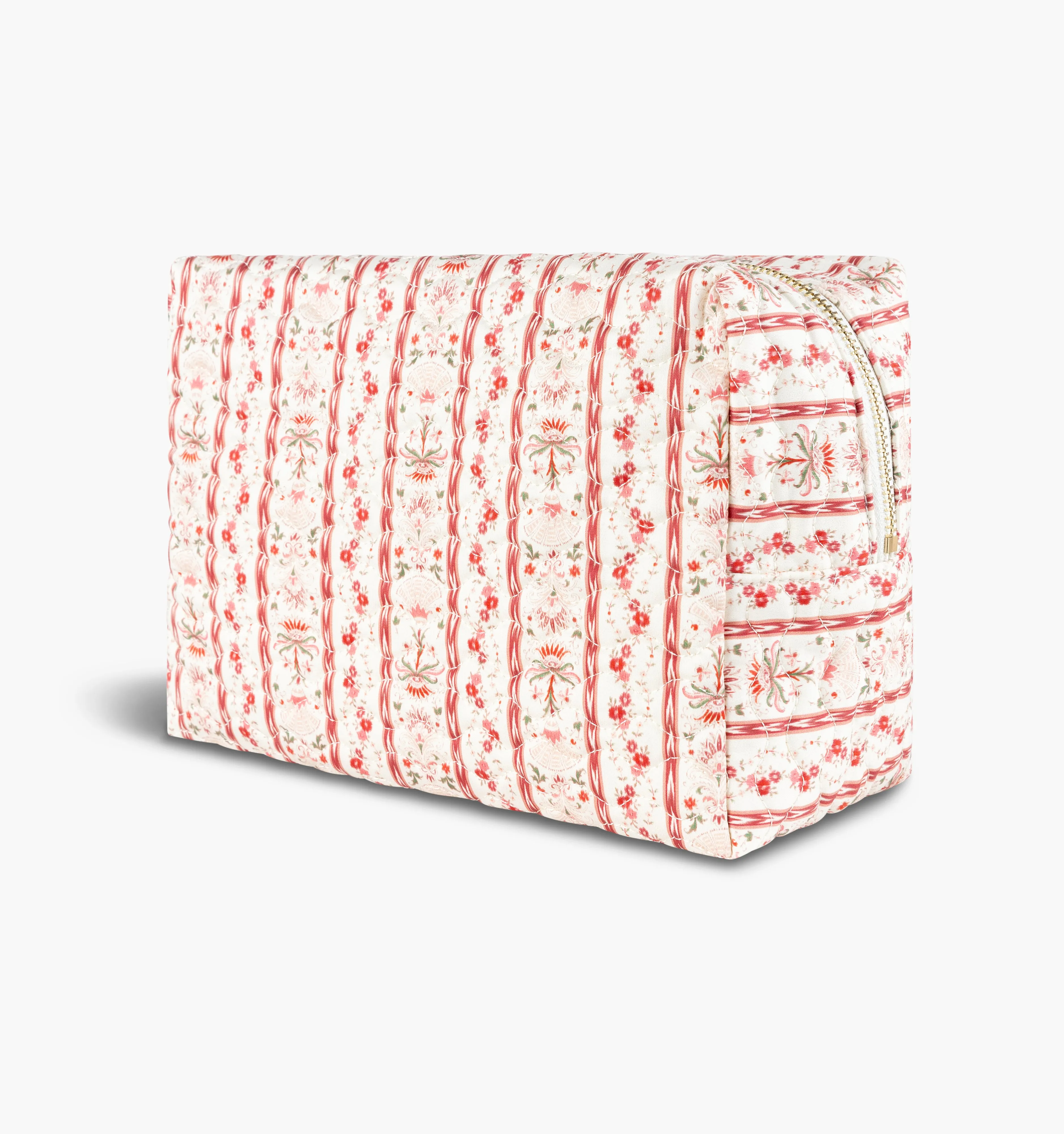 The Quilted Cosmetic Bag - Pink Emma Stripe
