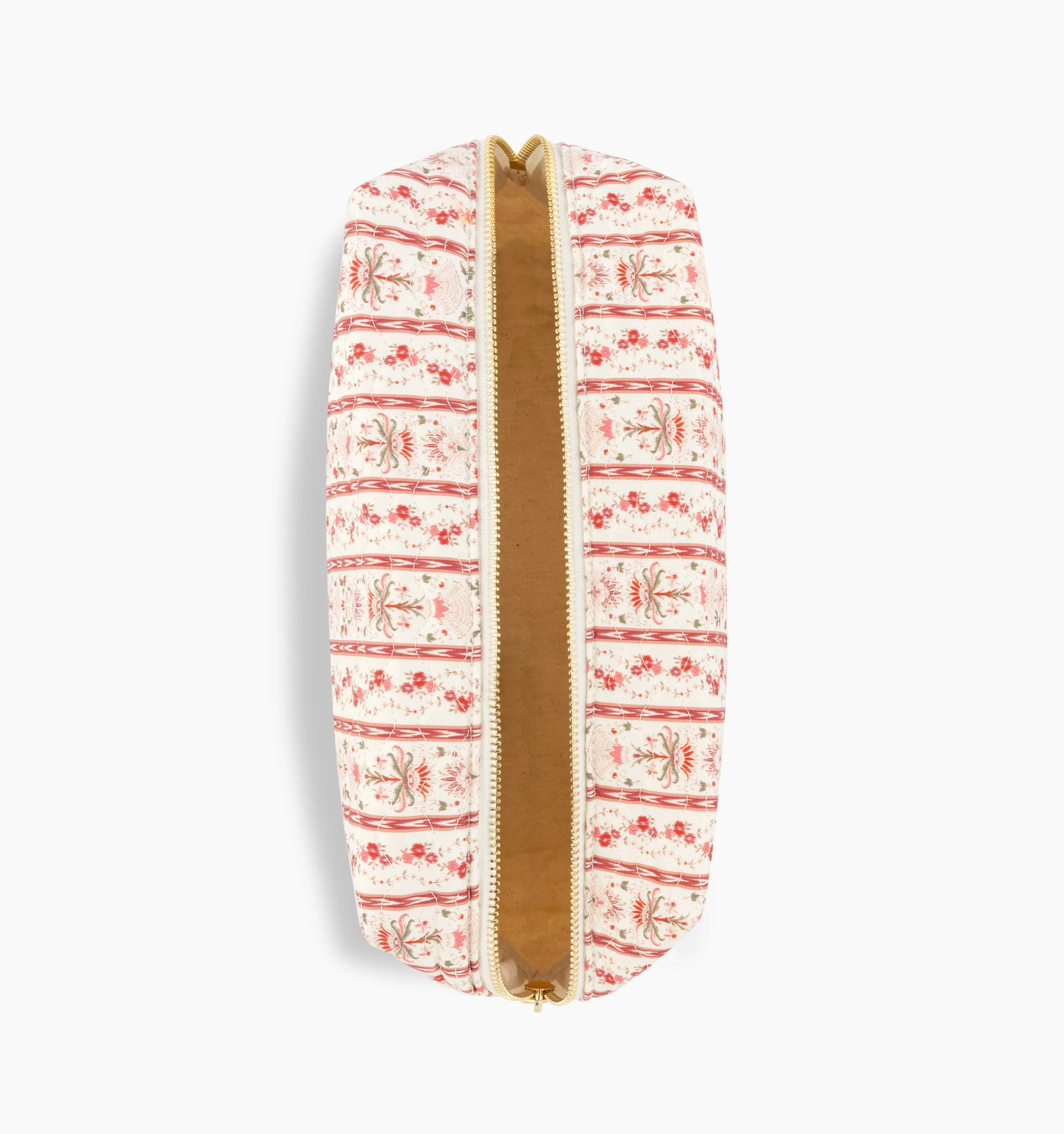 The Quilted Cosmetic Bag - Pink Emma Stripe