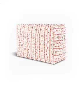 The Quilted Cosmetic Bag - Pink Emma Stripe