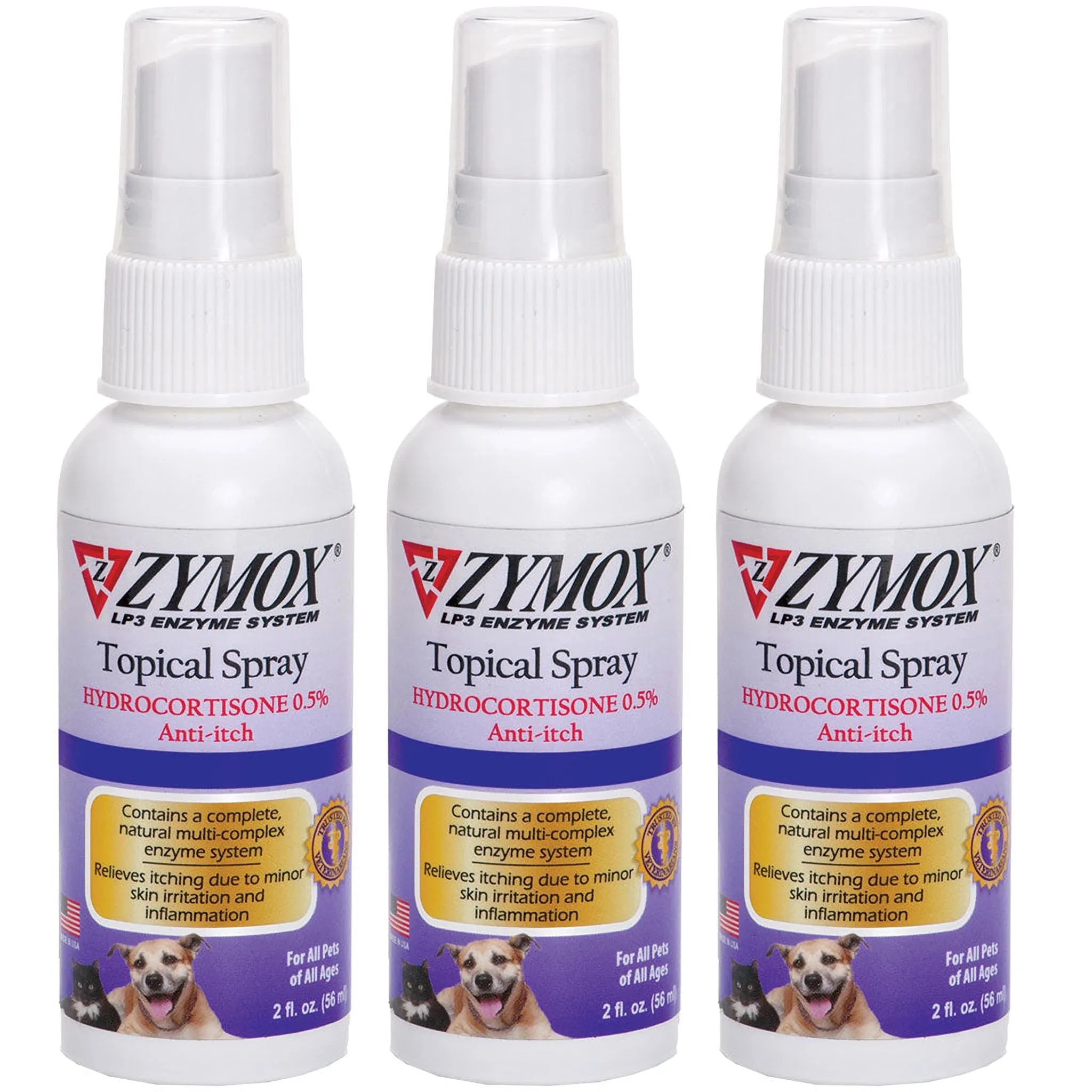 Zymox Enzymatic Topical Spray with Hydrocortisone 0.5% for Dogs & Cats (2 oz)
